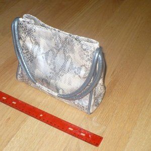 Sharif Handbag - Silver Simulated Snake Skin - Made in USA